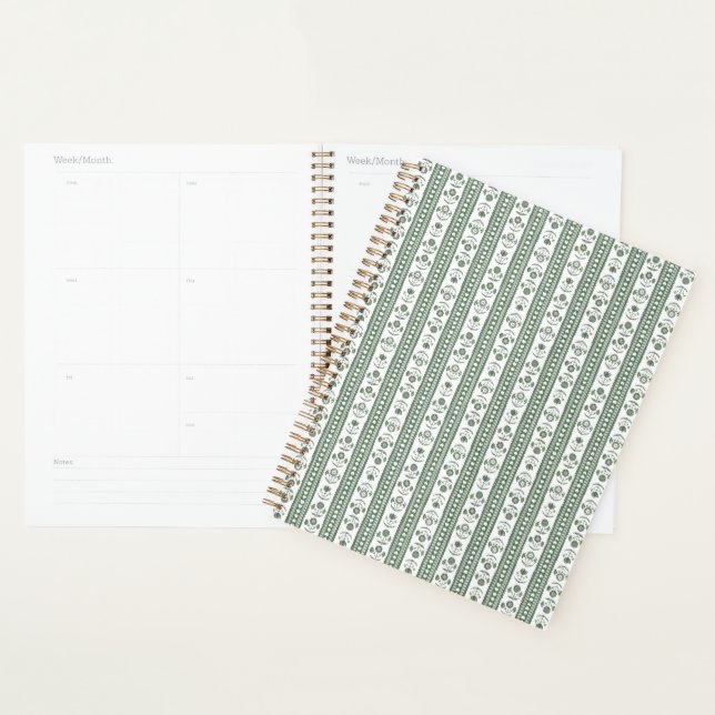 Mariage à motif botanique vert et blanc imprimé en (Devant avec enveloppe)