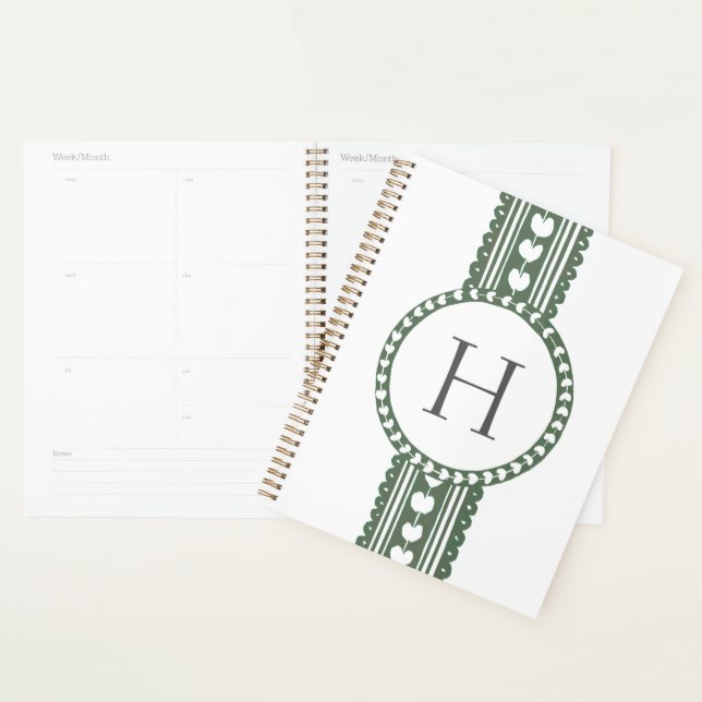 Mariage à motif botanique vert et blanc imprimé en (Devant avec enveloppe)