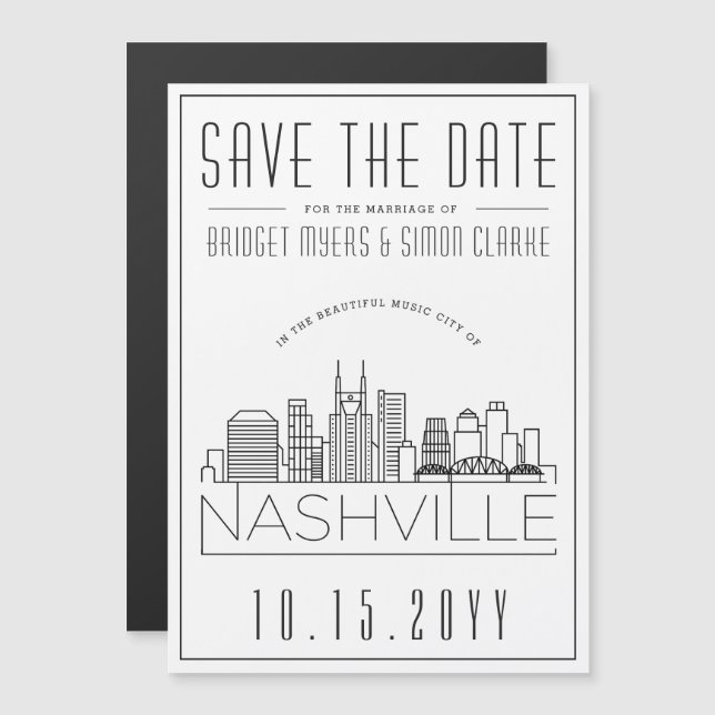 Mariage à Nashville | Horizon stylisé, carte de sa (Devant / Derrière)