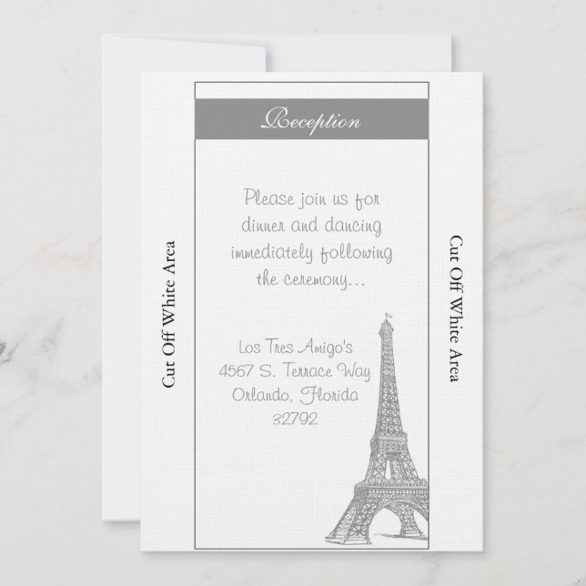 Mariage à Paris Carte de réception (Devant)