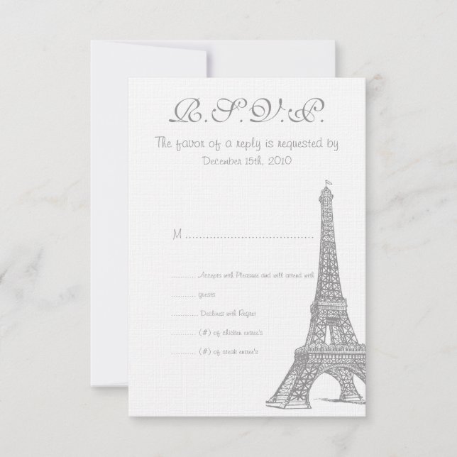 Mariage à Paris Carte RSVP (Devant)