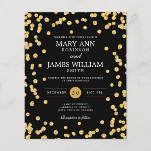Mariage à petit budget Invitation noire avec confe