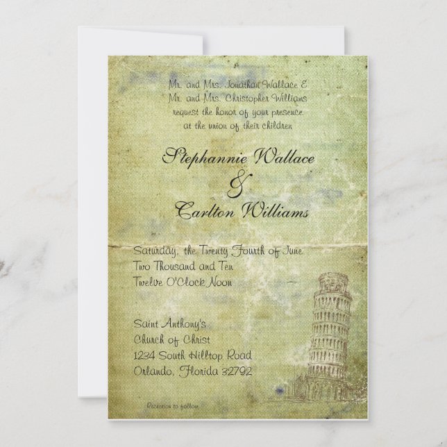 Mariage à Pise Invitation (Devant)