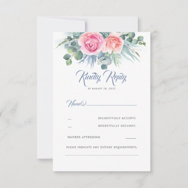Mariage à quartz bleu et rose Dusty RSVP (Devant)