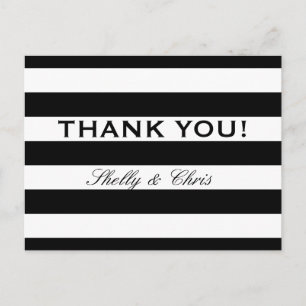 Mariage à rayures noir et blanc merci cartes posta