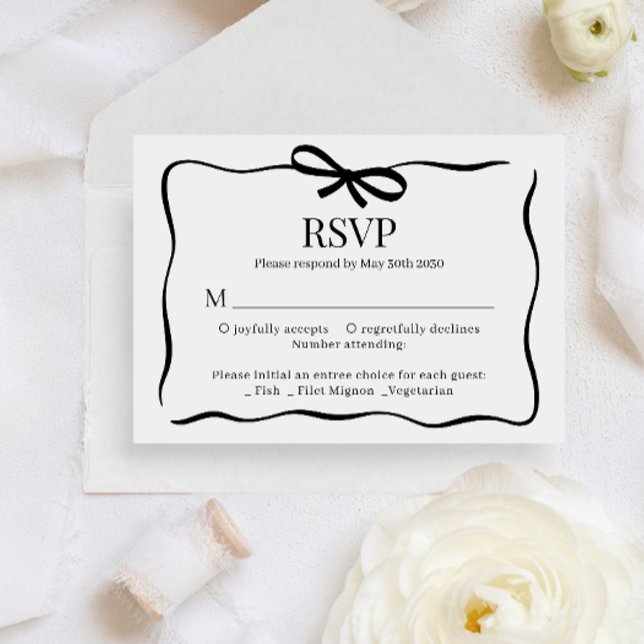 MARIAGE À THÈME Noir Fantaisiste Menu RSVP (Créateur téléchargé)