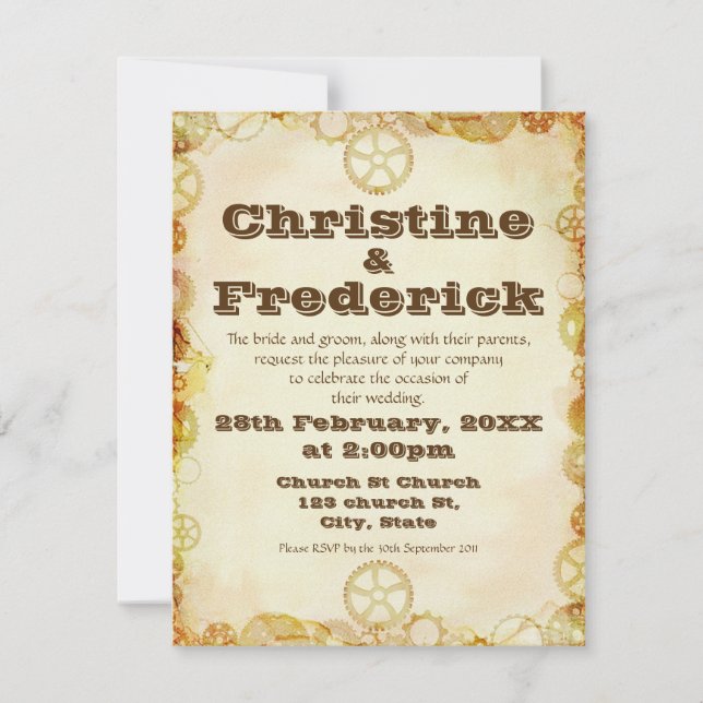 Mariage à vapeur, invitation de 4,25 po x 5,5 po (Devant)