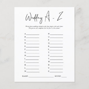 Mariage A-Z   Jeu de Baby Shower