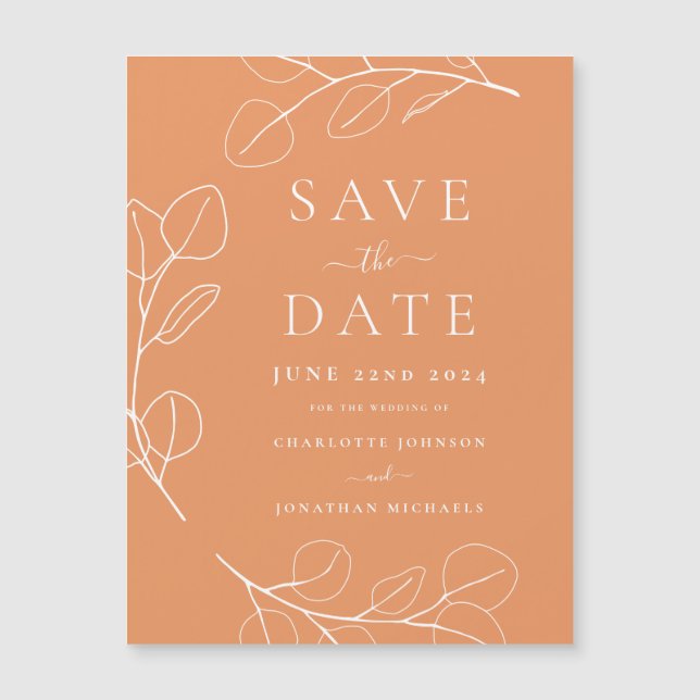 Mariage Abricot Feuilles Simples Modernes (Devant)