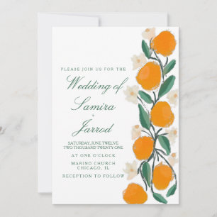 Mariage Abstrait Botanique Orange Dessiné à la Mai
