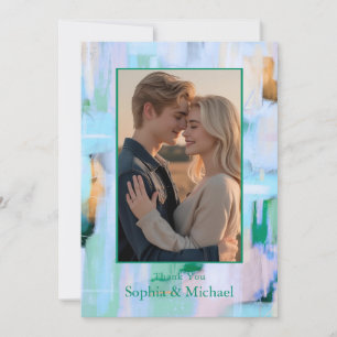 Mariage Abstrait coloré Carte de remerciements ble