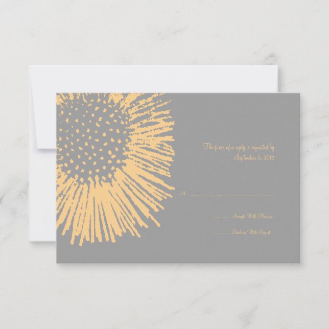 Mariage Abstrait jaune et gris RSVP (Devant)