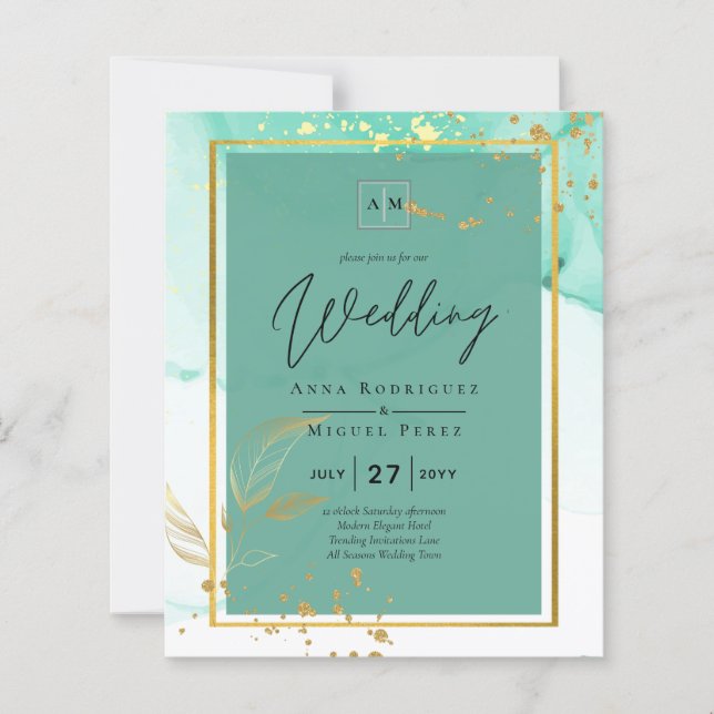 Mariage Abstrait Mint Green Gold Alcohol Enk (Devant)