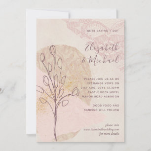 Mariage Abstrait rose vierge or invite
