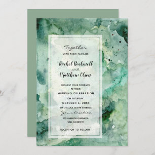 Mariage Abstrait vert d'eau moderne invite