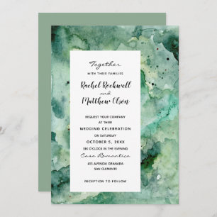 Mariage Abstrait vert d'eau moderne invite