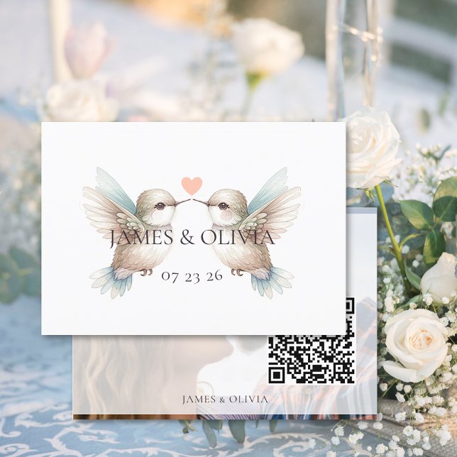 Mariage adorable Ajouter photo Code QR Carte RSVP (Adorable Wedding Add Photo QR Code RSVP Card (front and back))