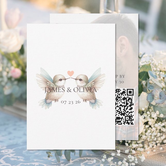 Mariage adorable Ajouter photo Code QR Cartes RSVP (Créateur téléchargé)