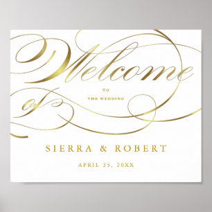Mariage Affiche de bienvenue Élégant Faux Gold Scr