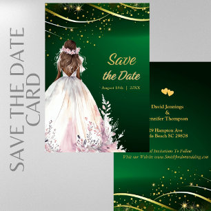 Mariage Afro-Américain Gold Green Save the Date