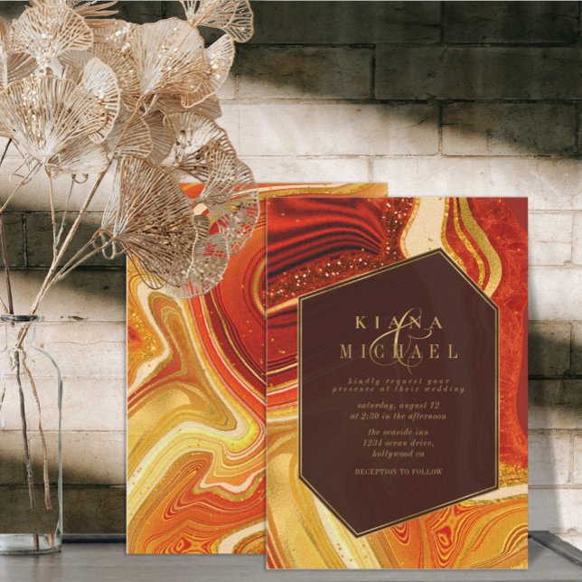 Mariage Agate Abstrait Hot Orange ID827 (Créateur téléchargé)