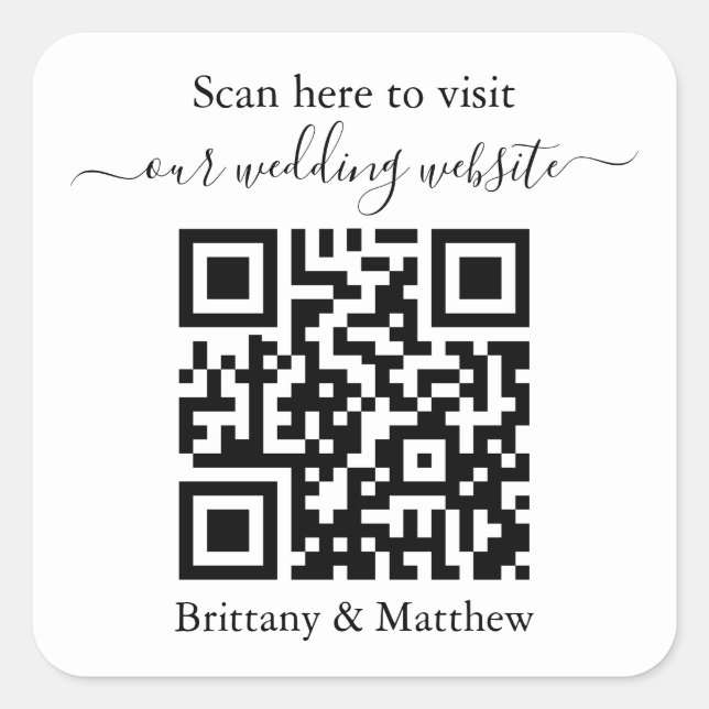 Mariage Ajouter votre code QR Sticker site Web (Devant)