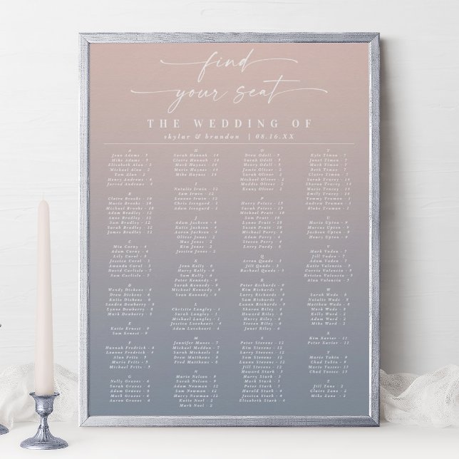 Mariage alphabétique rose et bleu, tableau de sièg (Créateur téléchargé)