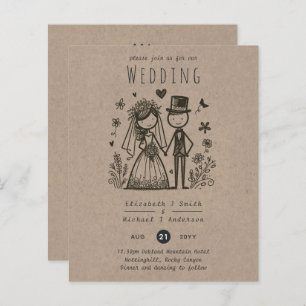 Mariage amusant Cartoon mariée Groom dessiné à la 