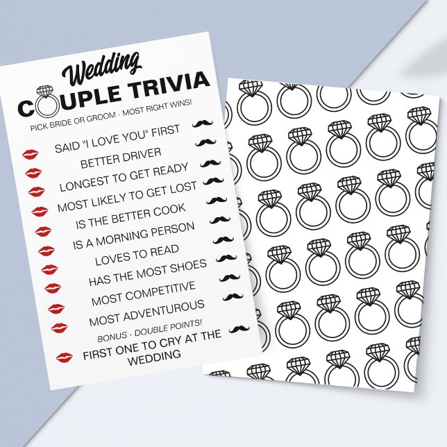 Mariage amusant Couple Trivia Jeu - Mariée vs Groo (Fun & Romantic Couple Trivia Game – Perfect for Bridal Showers, Weddings, and Date Nights!)