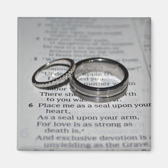 Mariage Anneaux Bible Verse Magnet (Devant)