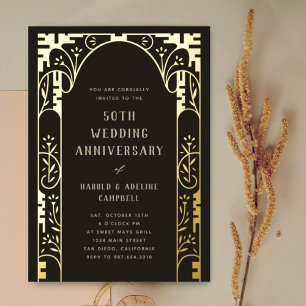 Mariage Anniversaire Arch Gold Foil Invitation