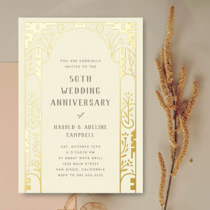 Mariage Anniversaire Arch Gold Foil Invitation