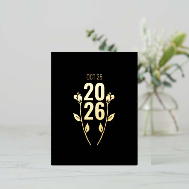Mariage Anniversaire Foil Invitation Carte postale (Debout devant)
