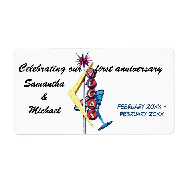 Mariage Anniversaire Las Vegas Vins Étiquettes (Devant)