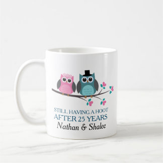 Mariage Anniversaire Personnalisé Chouette Mug cad