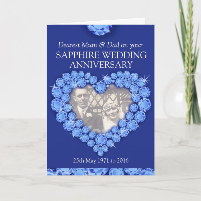 Mariage anniversaire Sapphire parents carte photo (Devant)