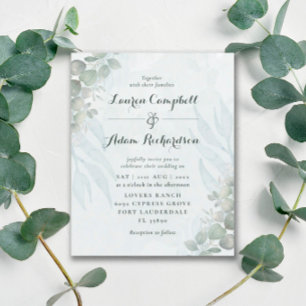 Mariage aquarelle à l'eucalyptus rustique et écono