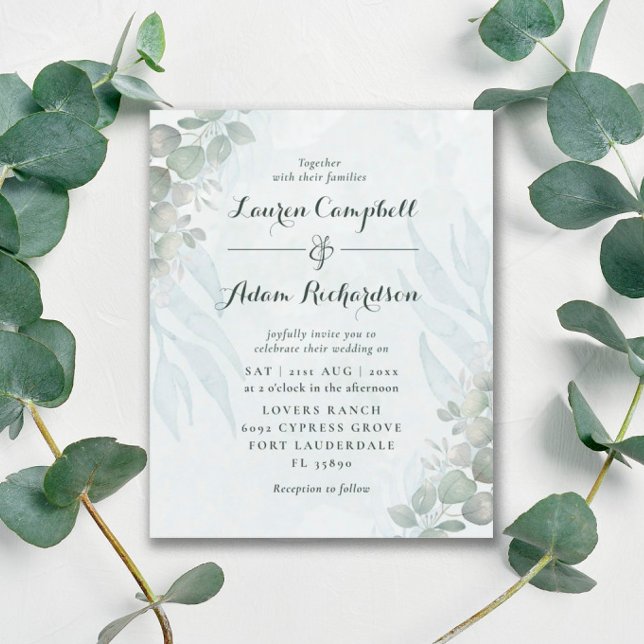 Mariage aquarelle à l'eucalyptus rustique et écono (Créateur téléchargé)