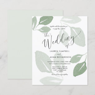 Mariage aquarelle de verdure vert sauge à petit bu