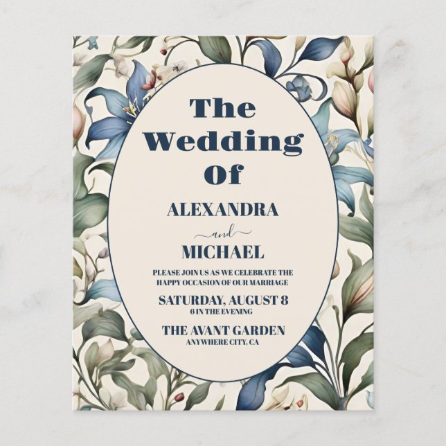 Mariage aquarelle florale budget William Morris (Devant)