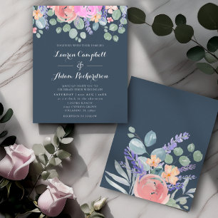 Mariage aquarelle florale et eucalyptus bleu budge
