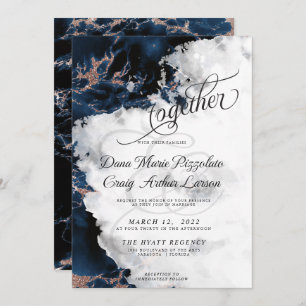 MARIAGE   Aquarelle marine Blue 4 Rose Gold Geode
