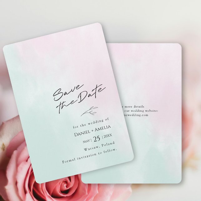 Mariage Aquarelle Simple Enregistrer La Carte Date (Watercolor Wedding Save The Date Card)