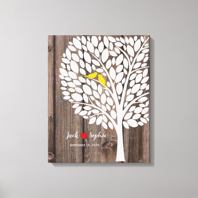mariage arbre signature livre d'or oiseaux bois ja (Recto)