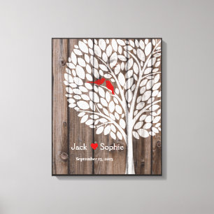 mariage arbre signature livre d'or oiseaux bois ro