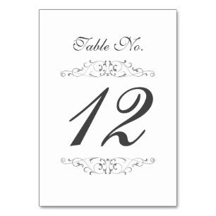 Mariage Argent Antique Carte Numéro de table