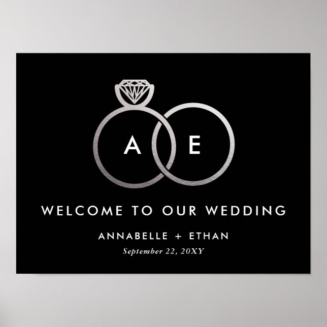 Mariage Argent des anneaux modernes Affiche de bie (Devant)
