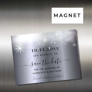 mariage argent neige enregistrer l'aimant date