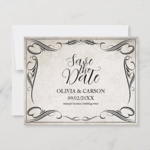 Mariage Art Déco Noir Vintage Enregistrer la Date