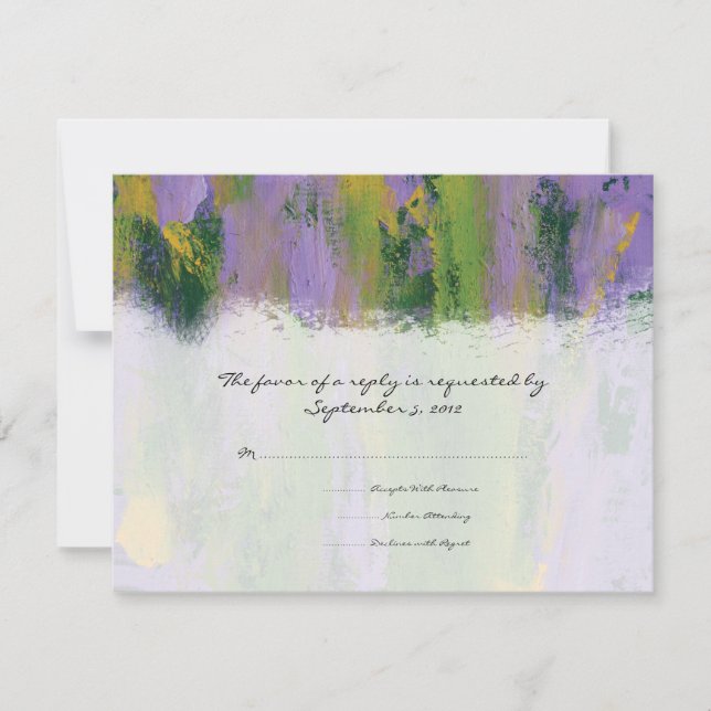 Mariage artistique violet et vert RSVP (Devant)